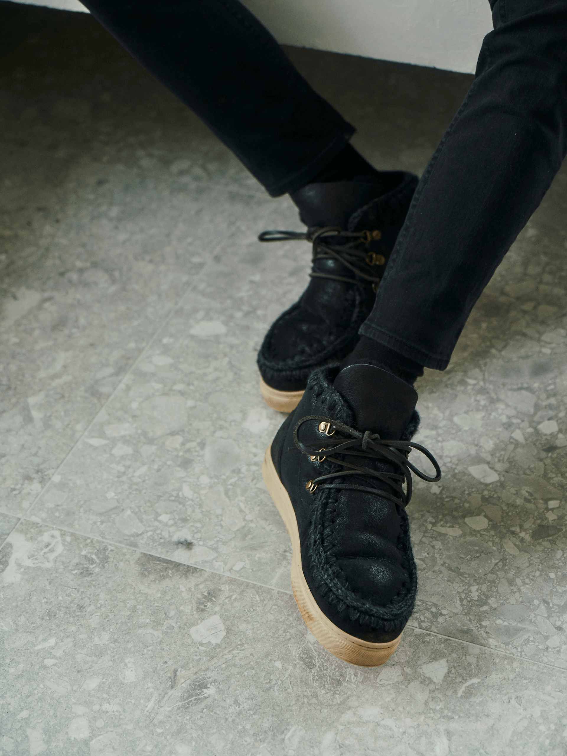Mou Eskimo Sneaker Lace-Up Shoes Mens Size‎ 10 EU 43 Black Wool Lined Sheepskin Eskimo sneaker men main image 3