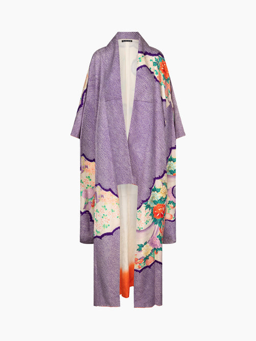 1950's Kimono Shibori Kimono with Gold Thread