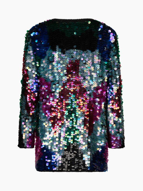 1980's Sequin Jacket with Shoulder Padded and Bead Trim