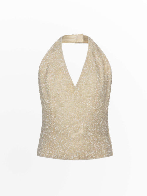 1980's Pearl Beaded Halter Top