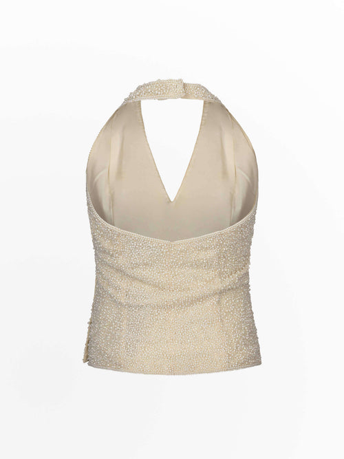 1980's Pearl Beaded Halter Top