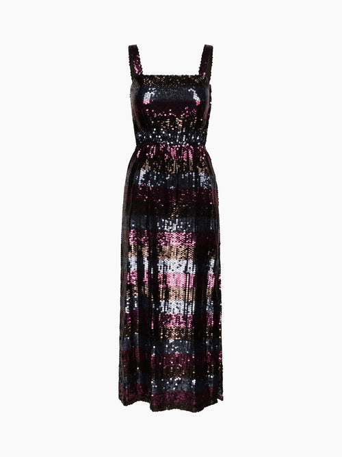 70's Striped Sequin Gown