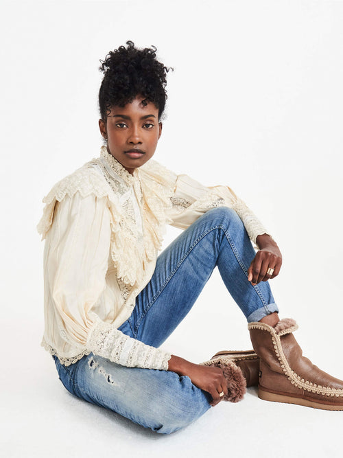 1970's Victorian Blouse Made from antique lace